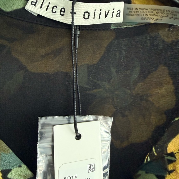 ALICE + OLIVIA Candace Floral Sheer Blouson Shirt - Picture 8 of 14